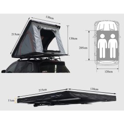 Taille de la tente de toit 2 places toit souple avec ouverture automatique