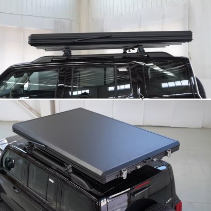 Tente de toit rigide en aluminium repliée