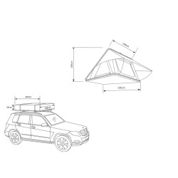 Dimensions Tente de toit coque rigide en aluminium 2 places