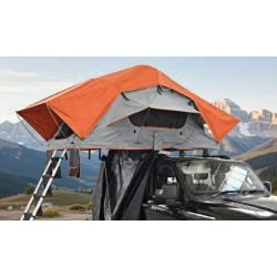 Tente de toit déployante, toit souple orange gris