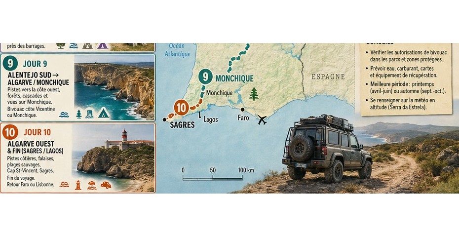 Circuit au Portugal avec une tente de toit : du Nord au Sud.
